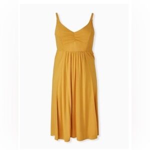 Mustard yellow torrid 00 Lenny midi smocked dress